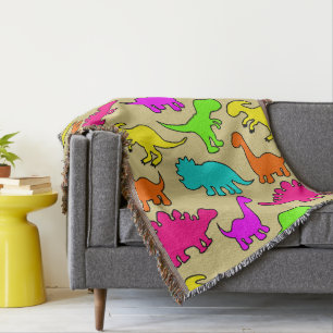 Colorful Dinosaurs Throw Blanket