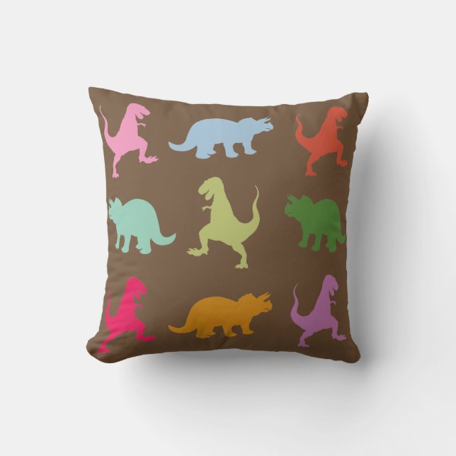 Colorful Dinosaurs Throw Cushion (Front)