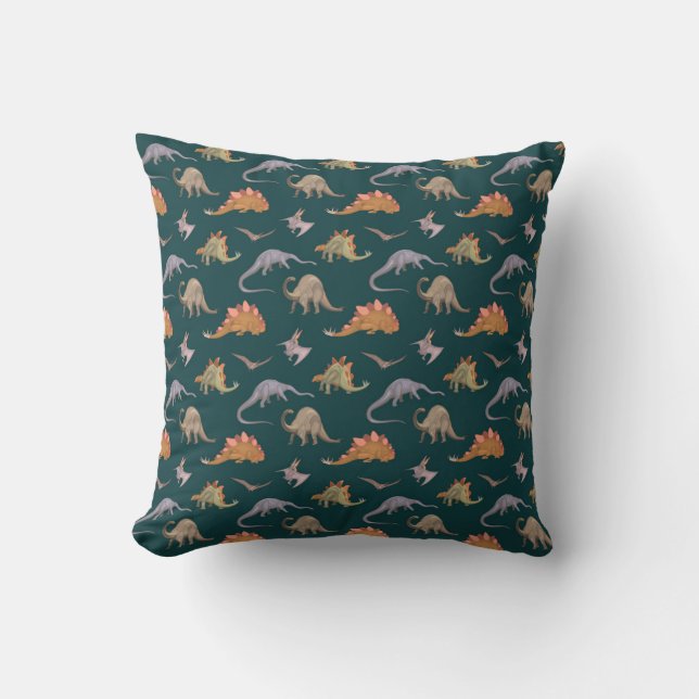 COLORFUL DINOSAURS THROW PILLOW (Front)