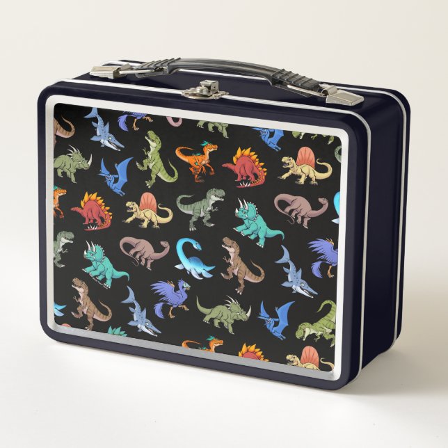Colorful Dinosaurs Tin Lunch Box (Front)