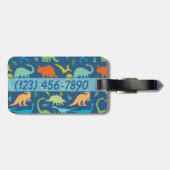 Colorful Dinosaurs to Personalize and Phone Number Luggage Tag (Back Horizontal)