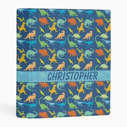 Colorful Dinosaurs to Personalize Mini Binder