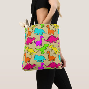 Colorful Dinosaurs Tote Bag