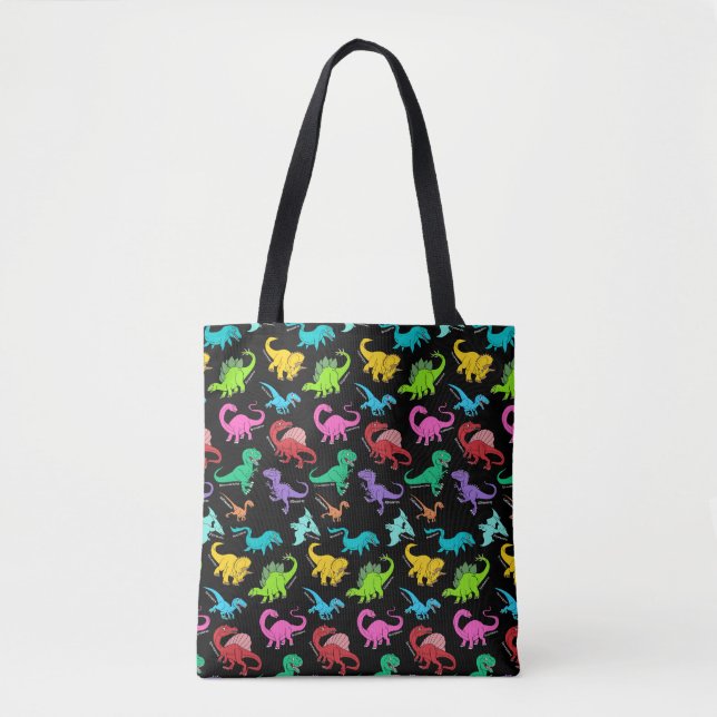 Colorful dinosaurs tote bag (Front)