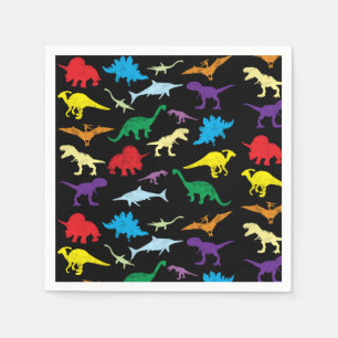 Colorful Dinosaurs Watercolor Kids Birthday Party Napkins
