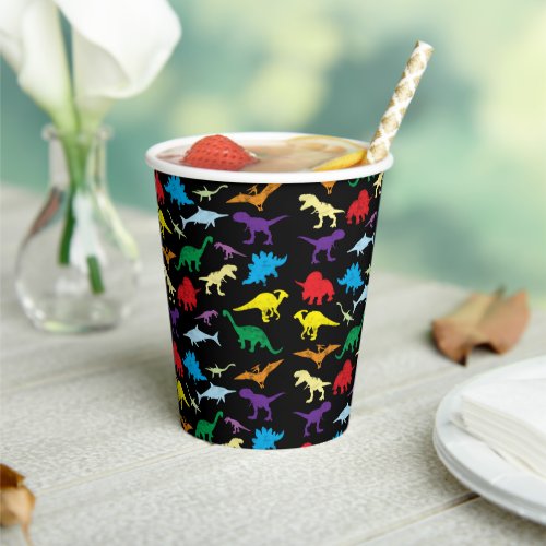 Colorful Dinosaurs Watercolor Kids Birthday Party Paper Cups