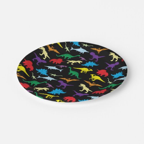 Colorful Dinosaurs Watercolor Kids Birthday Party Paper Plates