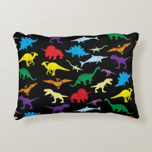 Colorful Dinosaurs Watercolor Kids Pattern Accent Pillow