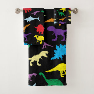 Colorful Dinosaurs Watercolor Kids Pattern Bath Towel Set
