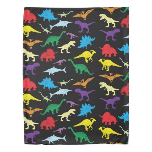 Colorful Dinosaurs Watercolor Kids Pattern Duvet Cover