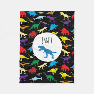 Colorful Dinosaurs Watercolor Kids Pattern Fleece Blanket
