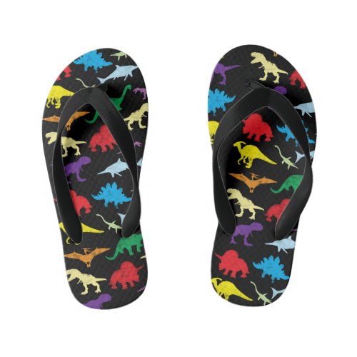 Colorful Dinosaurs Watercolor Kids Pattern Kids Flip Flops