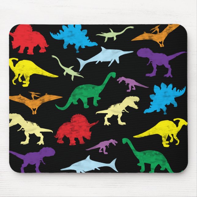 Colorful Dinosaurs Watercolor Kids Pattern Mouse Pad (Front)