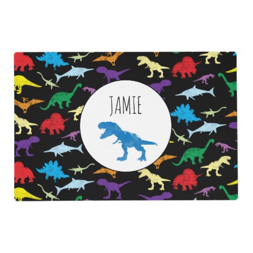 Colorful Dinosaurs Watercolor Kids Pattern Placemat