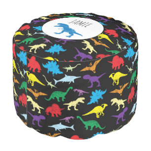 Colorful Dinosaurs Watercolor Kids Pattern Pouf