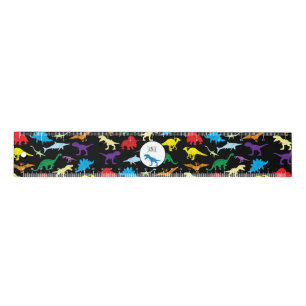Colorful Dinosaurs Watercolor Kids Pattern Ruler