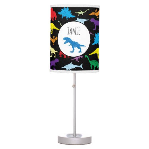 Colorful Dinosaurs Watercolor Kids Pattern  Table Lamp