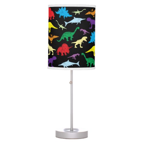 Colorful Dinosaurs Watercolor Kids Pattern Table Lamp