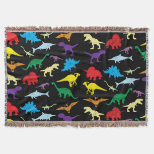 Colorful Dinosaurs Watercolor Kids Pattern Throw Blanket