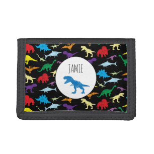 Colorful Dinosaurs Watercolor Kids Pattern Tri-fold Wallet