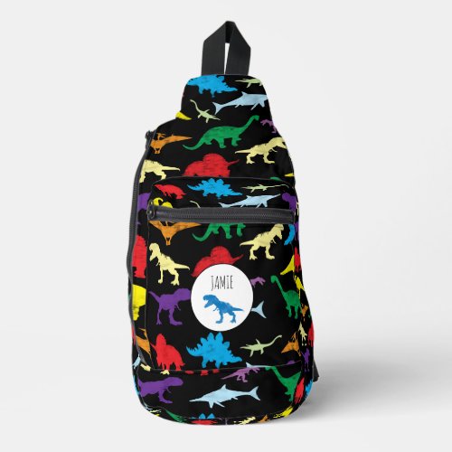 Colorful Dinosaurs Watercolor Kids School Sling Bag