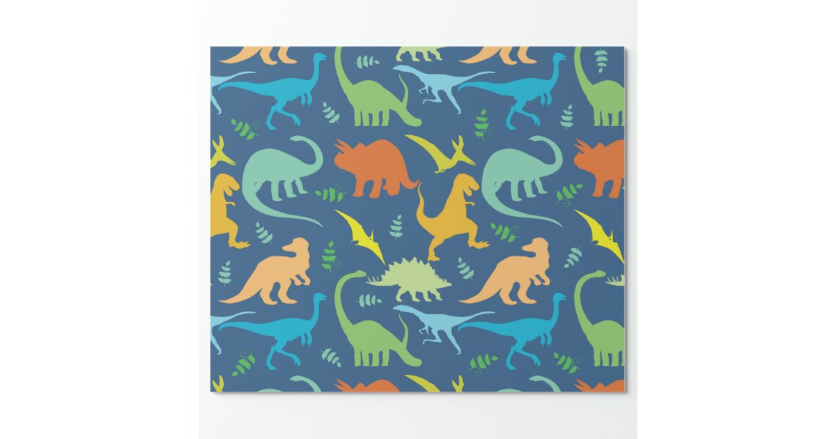 Colorful Dinosaurs Wrapping Paper | Zazzle