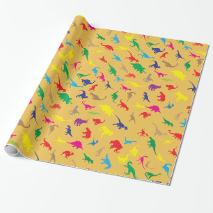 Colorful dinosaurs wrapping paper