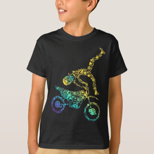 Colorful Dirt Bike Rider Motocross T_Shirt