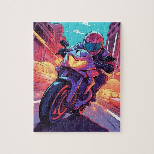 Colorful Dirt biking motocross racing Motorcycle  Jigsaw Puzzle