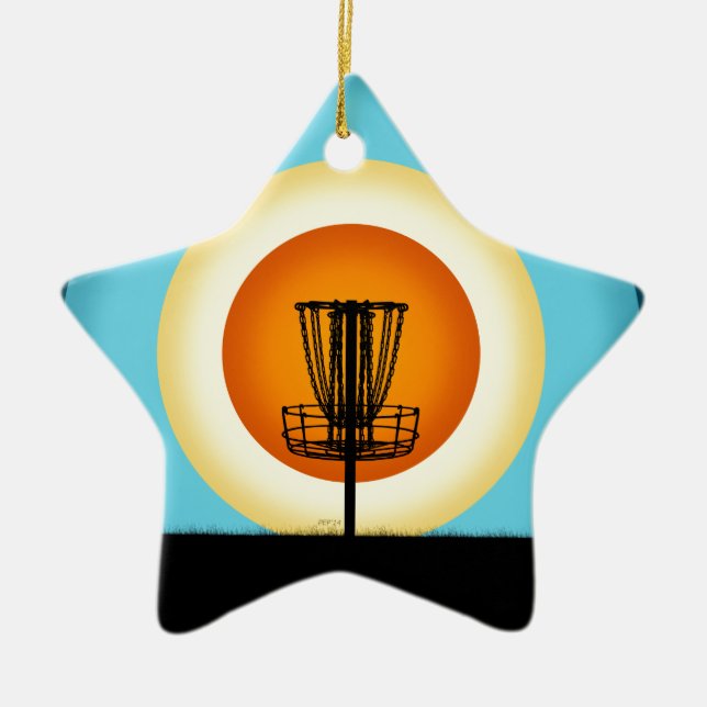 Colorful Disc Golf Basket Ceramic Ornament (Front)