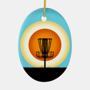 Colorful Disc Golf Basket Ceramic Ornament