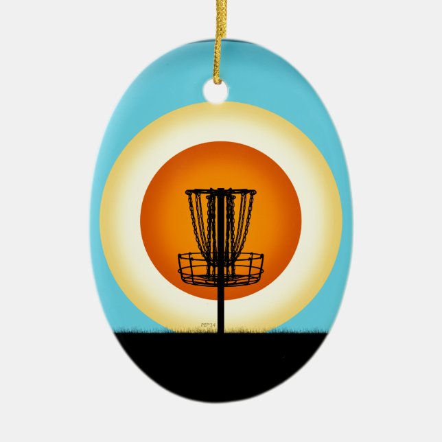 Colorful Disc Golf Basket Ceramic Ornament (Front)