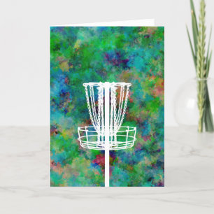 Colorful Disc Golf Basket Holiday Card