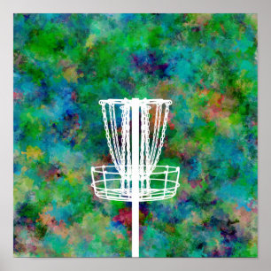 Colorful Disc Golf Basket Poster