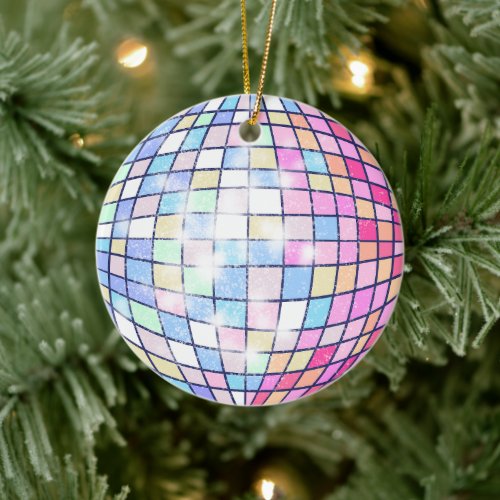 Colorful Disco Ball  Ceramic Ornament