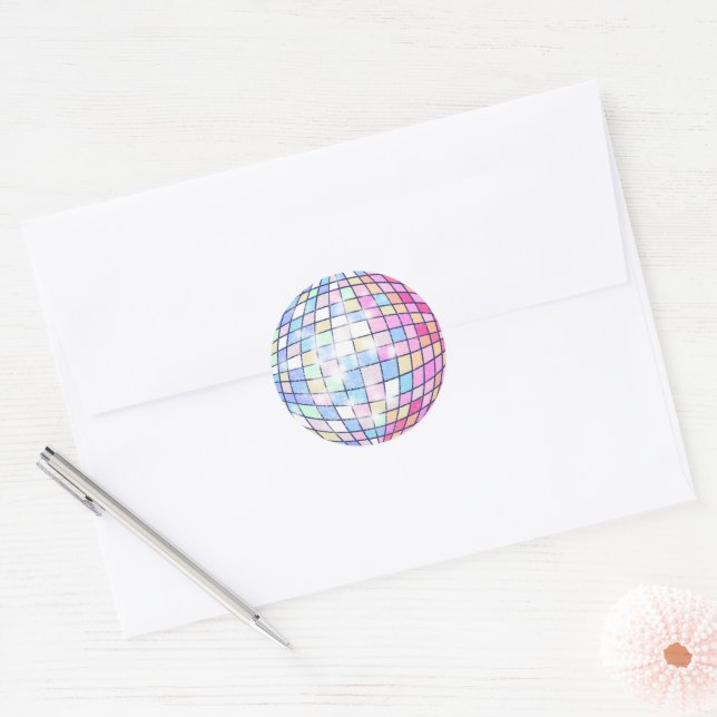 Colorful Disco Ball Classic Round Sticker (Envelope)