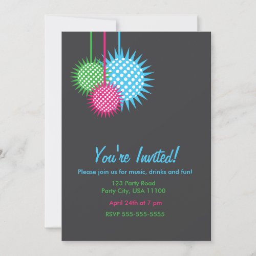 Colorful Disco Ball Party Announcement