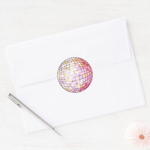 Colorful Disco Ball Pink Classic Round Sticker