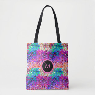 Colorful Disco Ball Retro Glitter Print Tote Bag
