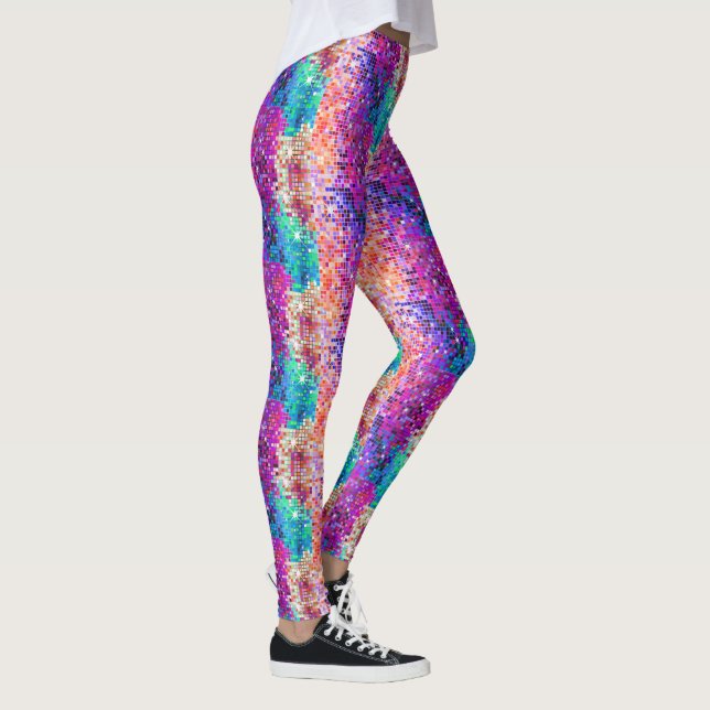 Colorful Disco Faux Glitter Leggings (Right)