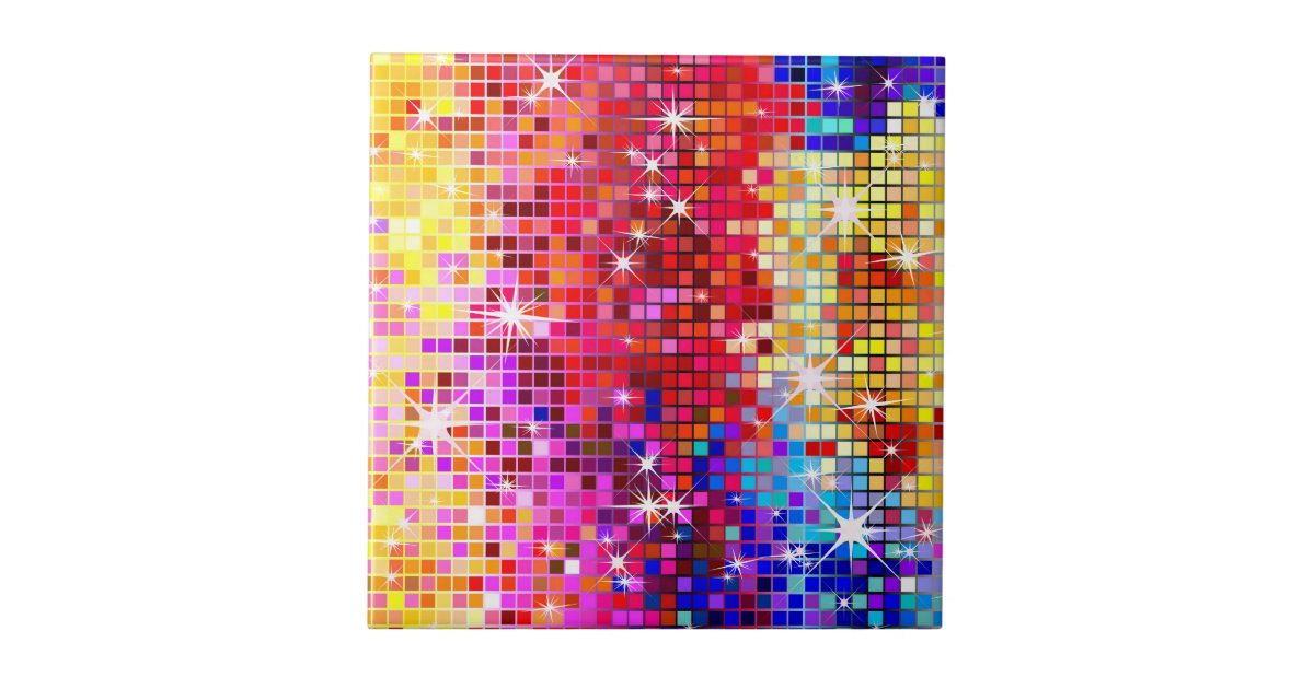 Colorful Disco Mirror Tile Zazzle