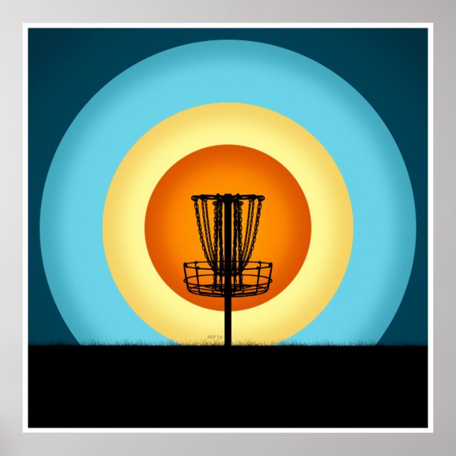 Colorful Disk Golf Basket Poster (Front)