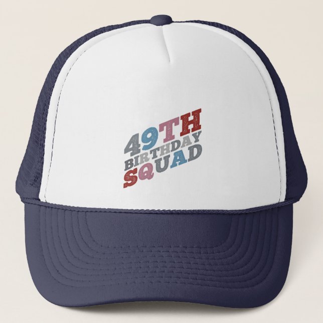 Colorful Distressed 49th birthday squad Trucker Hat (Front)