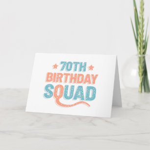 Colorful Distressed 70th birthday squad Card