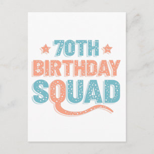 Colorful Distressed 70th birthday squad Postcard
