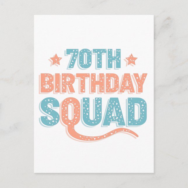 Colorful Distressed 70th birthday squad Postcard (Front)
