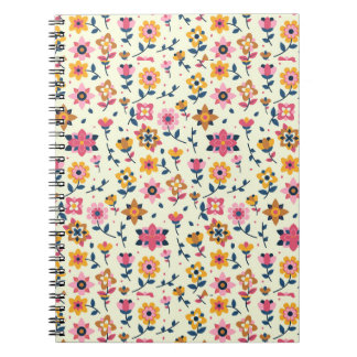 Colorful Ditsy Floral Print Background Notebook