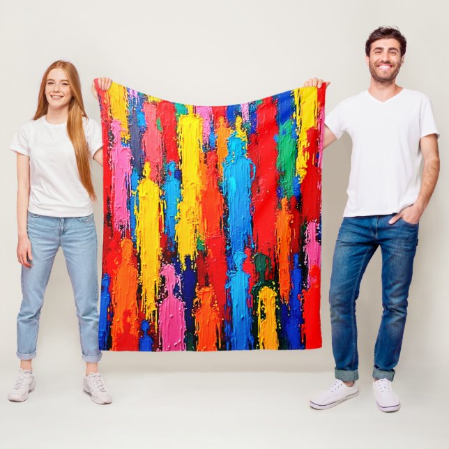 Colorful Diverse Human Connection Art Fleece Blanket (In Situ)