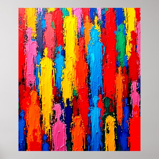 Colorful Diverse Human Connection Art Poster (Front)