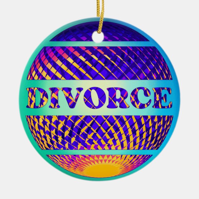 Colorful divorce disco ball  ceramic ornament (Front)